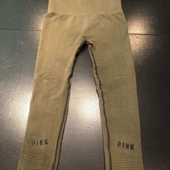 Army Green PINK Textured Ultimate Leggings - Picture 1 of 3